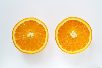 Perfectly retouched sliced orange isolated on the white background with clipping path.
