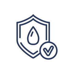 Wet protection thin line icon. Water, dry, shield isolated sign. Comfort and sleeping concept. Vector illustration symbol element for web design and apps