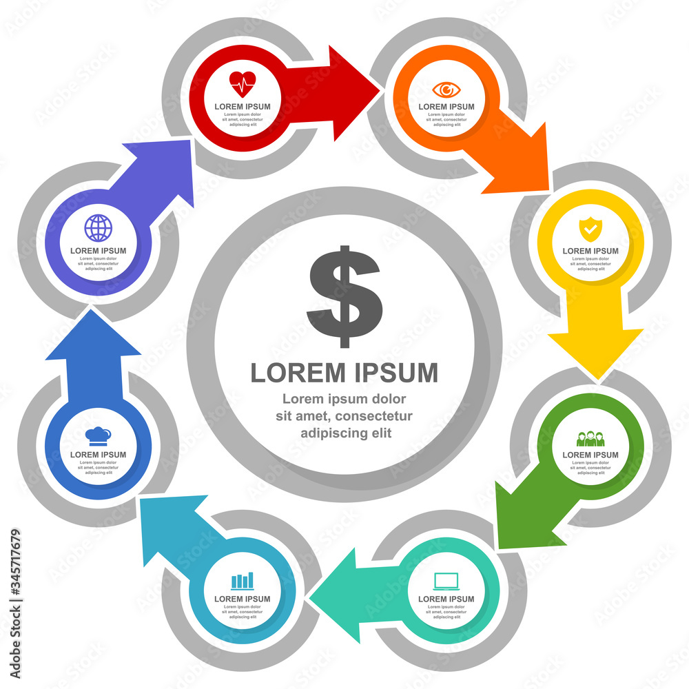 Poster infographic vector template for presentation, diagram, business and technology concept with 8 option