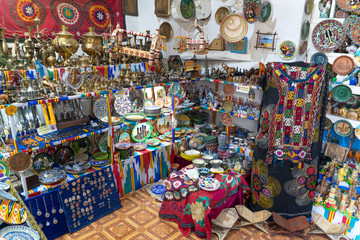 Fototapeta na wymiar The view o famous bazaar street in Khiva