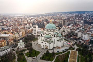 The Temple of Saint Sava in Belgrad from the Sky