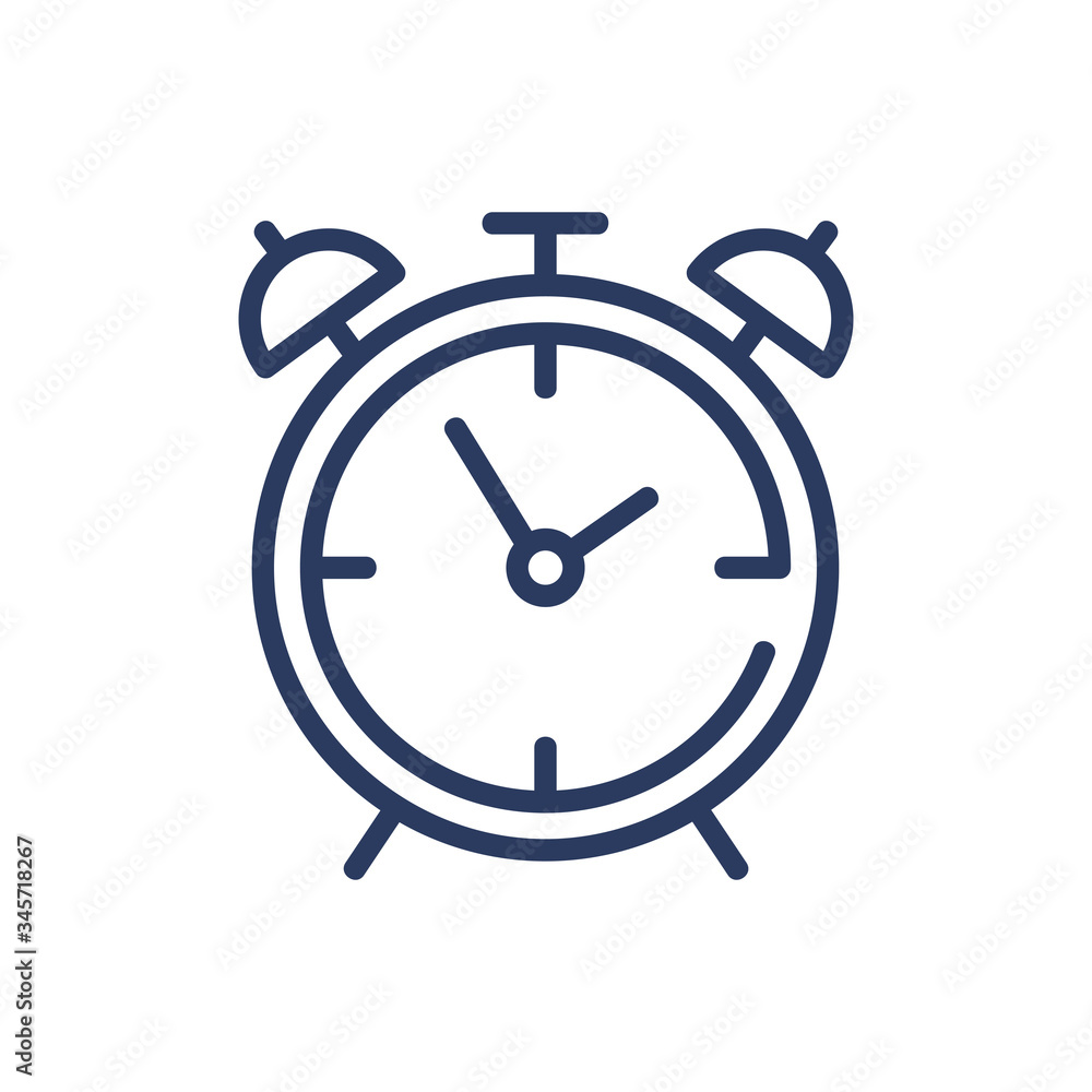 Poster wake-up clock thin line icon. alarm, morning, getting up isolated outline sign. time and measurement