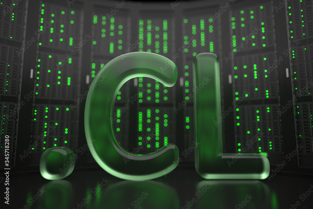 Poster chilean domain .cn on server room background. internet in chile related conceptual 3d rendering