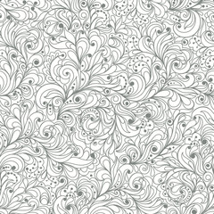 Seamless Hand drawn floral doodle background.  Pattern vector illustration.  Summer ornament. It can be used for wallpaper, printing on the packaging paper, textiles.