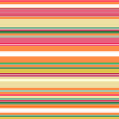 Bright colorful shallow horizontal stripes seamless pattern. Stripes of dark pink, orange, yellow, green, white. Great for decorating fabrics, textiles, gift wrapping, printed materials, advertising.