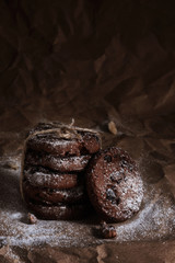 chocolate cookies with chocolate chips. sweet pastries