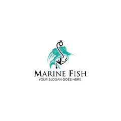 Marine fish logo design template vector eps