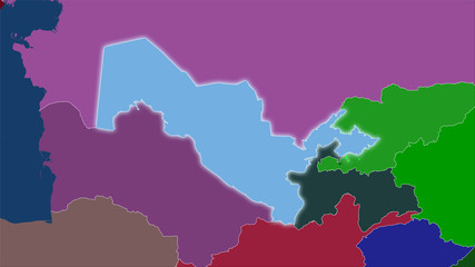 Uzbekistan, administrative divisions - light glow