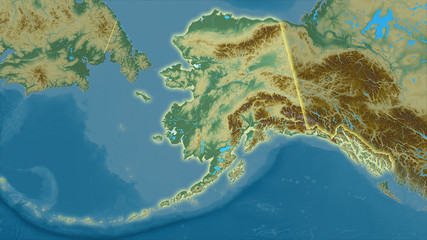 United States Alaska, topographic relief - light glow - obrazy, fototapety, plakaty