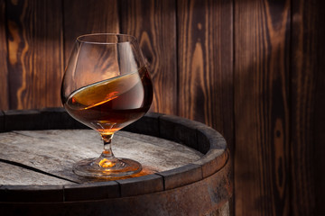 brandy or cognac in glass
