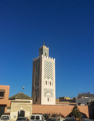 Fototapeta premium Tower of Marrakesh medina in Morocco in a sunny day