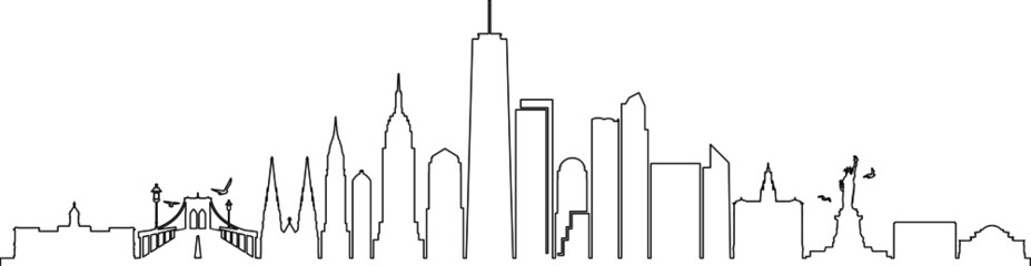 NEW YORK City Skyline Silhouette Cityscape Vector