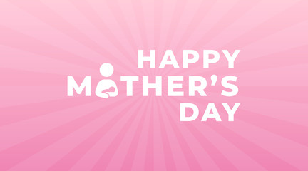 Happy mother's day modern creative banner, design, sign, concept with white text on a pink abstract background. 