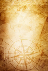 Old compass on paper background - 345723213