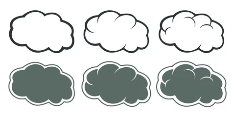 Foto auf Glas Clouds logo. Vector design. Set of six types of clouds drawn in comic style © serjblack