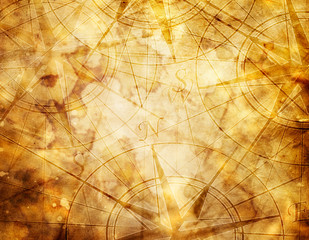 Old compass on paper background - 345723872