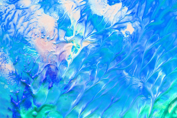 Fototapeta na wymiar Abstract fluid blue green pattern background. Cosmic sea waves, stains of paint, creative liquid art. Colors of the planet earth