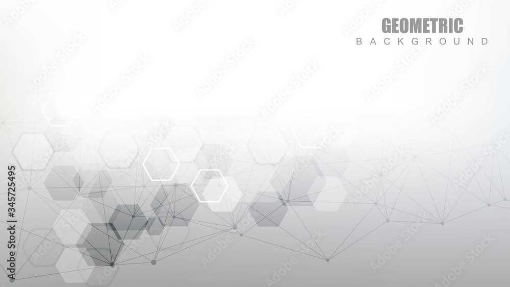 Poster hexagonal abstract background. big data visualization. global network connection.
