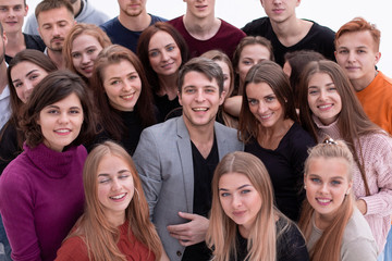 close up. happy young people showing their success