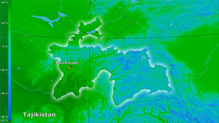 Tajikistan, annual temperature - composition