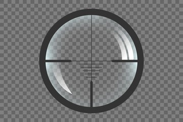 Sniper target scope or sight. Realistic vector illustration isolated on transparent background.
