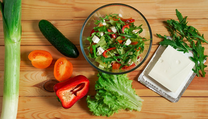 fresh vegetables on wooden table