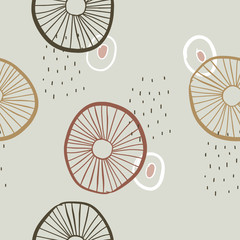 Seamless hand-painted vector drawing Doodle. Ovals, lines and dots. Stylish pastel colors and modern graphics. Suitable for Wallpaper, textiles, covers and other finishing materials.