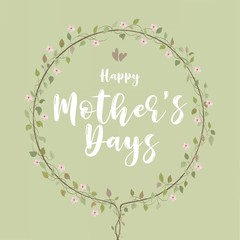 Happy Mother's Day. There are flowers around the post.