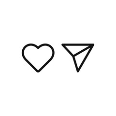 Heart and Send message icon vector. Social media button sign