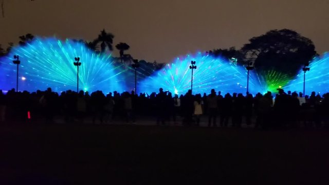 Water fountain nighttime show in Lima, Peru