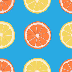 Citrus fruits pattern with lemons and oranges. Varied and colorful backround useful how wrapping paper or texture.