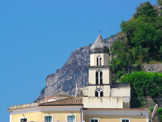 Fototapeta na wymiar In Amalfi Bell Tower Of S. Nicholas Of The Greeks Church In Campania