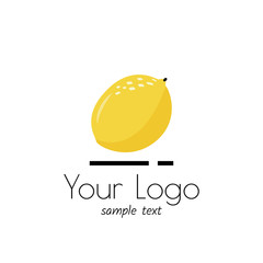 Vector logo with lemon. Simple sign for market, organic shop, restaurant.