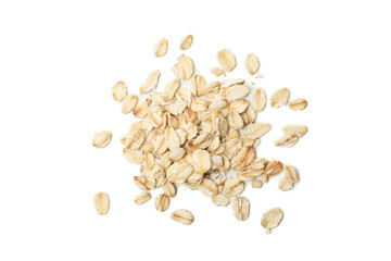 Oatmeal flakes bunch isolated on white background
