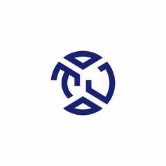 TJ monogram logo with abstract shapes in modern style