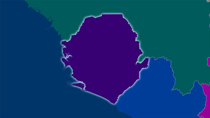 Sierra Leone, administrative divisions - light glow