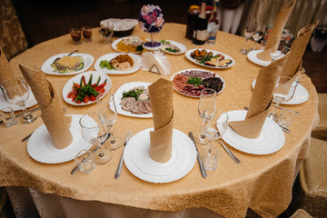 Beautifully set table in the Banquet hall