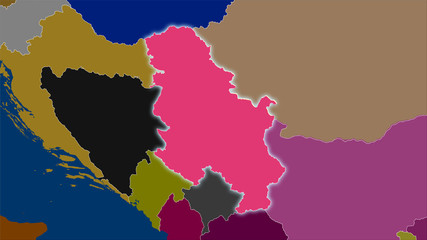 Serbia, administrative divisions - light glow
