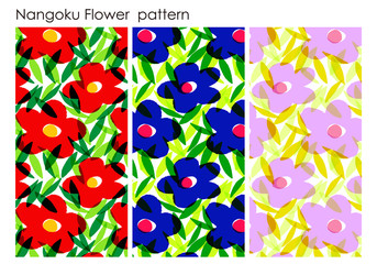 seamless pattern with flowers　南国　花柄