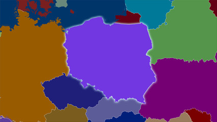 Poland, administrative divisions - light glow