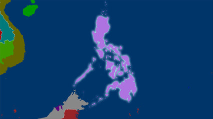 Fototapeta premium Philippines, administrative divisions - light glow