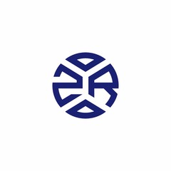 ZR monogram logo with abstract shapes in modern style