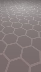 Honeycomb with color lighting, on a gray background. Perspective view on polygon look like honeycomb. Isometric geometry. 3D illustration