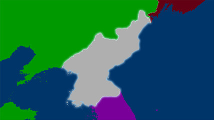 North Korea, administrative divisions - light glow