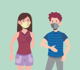 Obraz premium girl and boy with not contact and mask