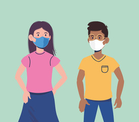 boy and girl with not contact and mask