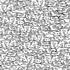 Coloring book with clouds, wheelbarrow. clouds with small details, creative picture of heaven. manual graphics. Seamless sky. Design for children antistress. wallpaper, textile, packaging. isolate