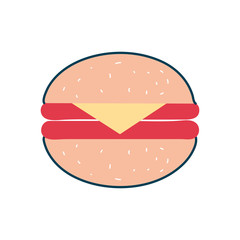 hamburger flat style icon vector design