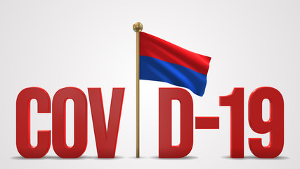 Cotopaxi realistic 3D flag and Covid-19 illustration.