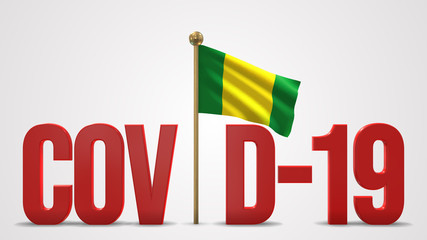 El Oro realistic 3D flag and Covid-19 illustration.